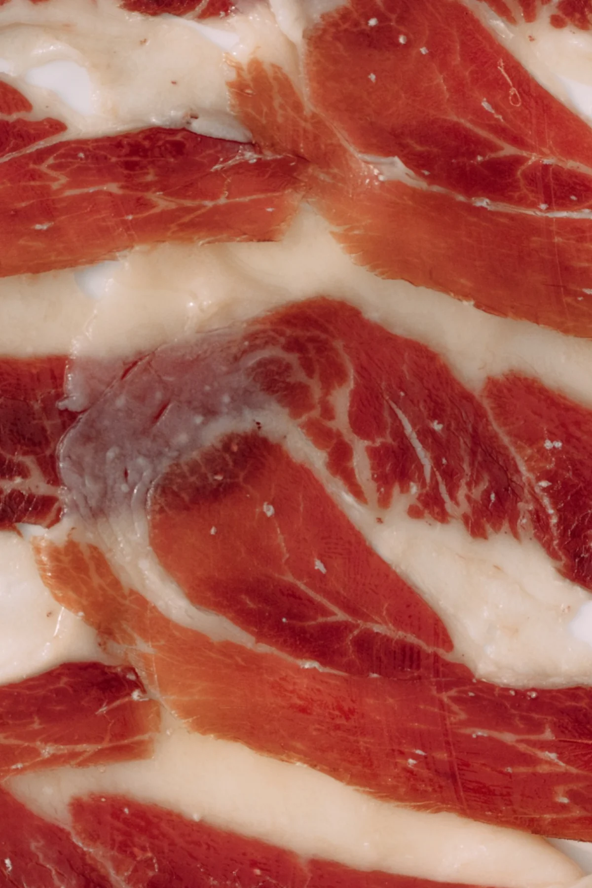 Tranches de jambon ibérique en gros plan